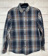 Carhartt Men  s Red  Blue Relaxed Fit Plaid Long Sleeve Size Medium Button Down