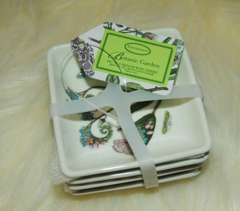 Portmeirion Botanic Garden Set of 4 Square  BUTTER PATS Mini Dishes SALE