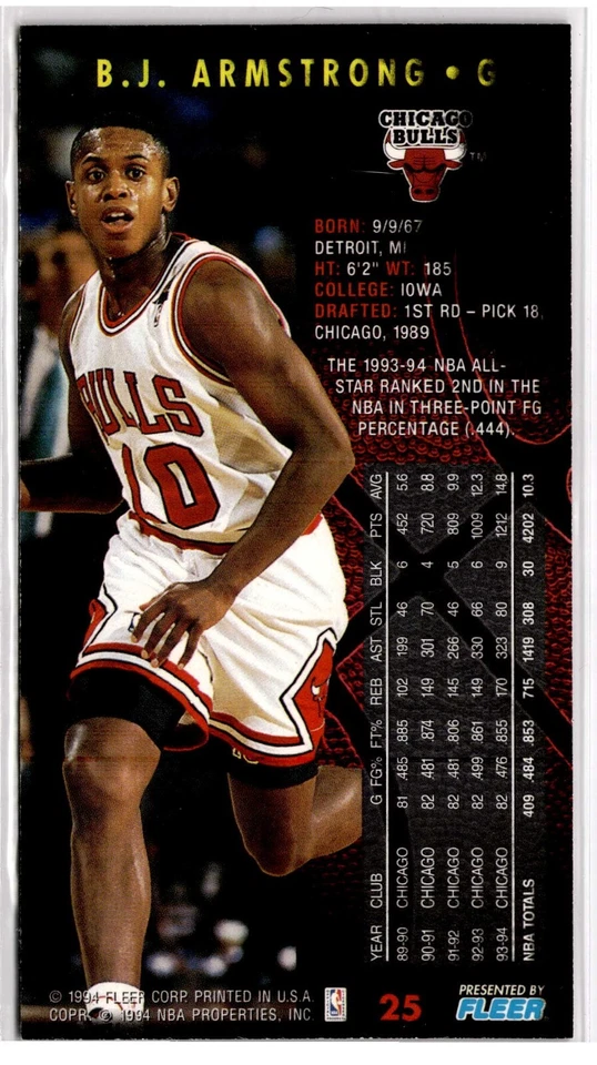 1994-95 Fleer NBA Jam Session - #25 B.J. Armstrong Chicago Bulls - Image 2 of 2