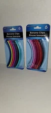 BASIC SOLUTIONS 6pc  1980s STYLE BANANA HAIR CLIPS NEW  lot of 2 packs (12 pcs)