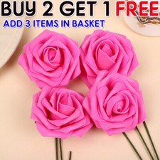 100 Pcs Large 6CM Artificial Flowers Foam Rose Heads Wedding Party Decor Bouquet