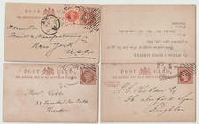 1888/91 3 x LONDON HOSTER MACHINE POSTMARKS ON 3 PRINTED POSTAL STATIONERY CARDS