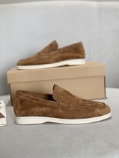 Italian British Style Slip On Loafers Mens Womens Real Suede Leather Flats Shoes