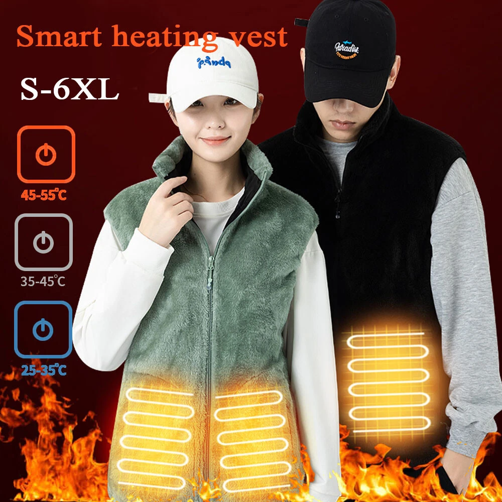 Men Waistcoat Heating Coat Sleeveless Jacket Body Warmer Heated Vest Fleece Warm