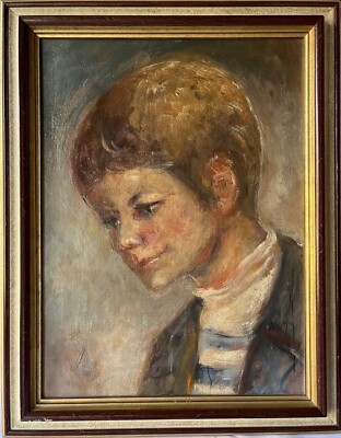 Ölbild Porträt Kind Junge Carolus Vocke 1899 - 1979 Mannheim #1