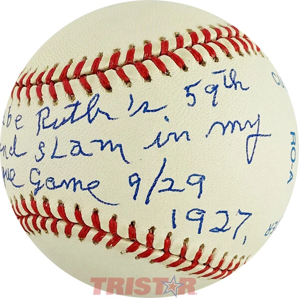 PAUL HOPKINS AUTOGRAPHED AL BASEBALL INSCRIBED PITCHED BABE RUTH'S 59TH HR PSA - Image 3 of 4