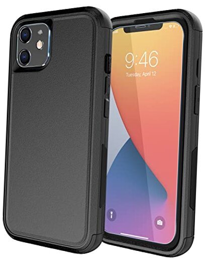 for iPhone 11 Case [Shockproof] [Dropproof] [Tempered Glass Screen Black-3in1
