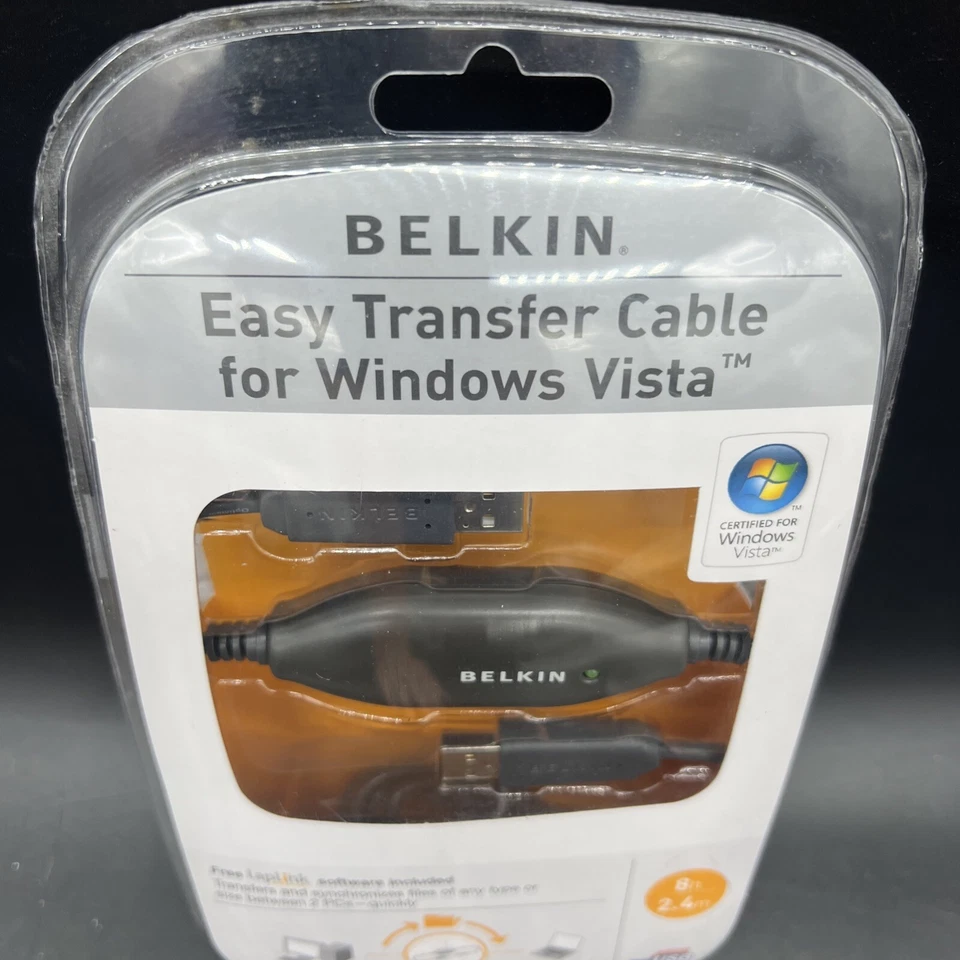 BELKIN EASY TRANSFER CABLE LAPTOP PC COMPUTER USB to USB SYNC FILES, NEW FACTORY - Image 2 of 4
