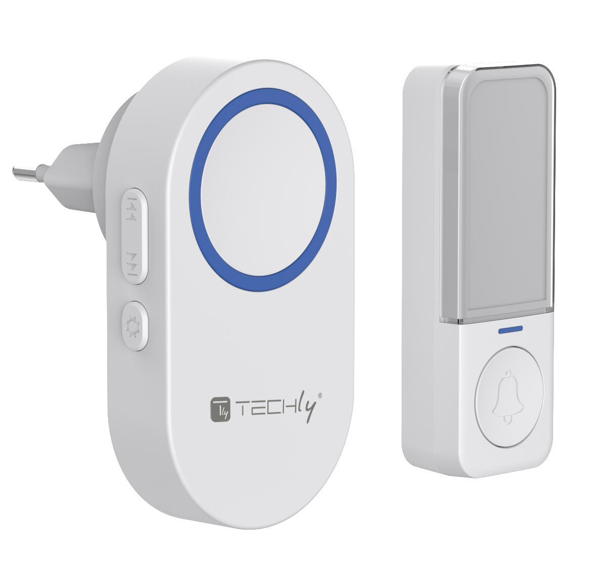 Techly Kit Campanello Wireless fino a 180m con Pulsante IP56 Battery Free