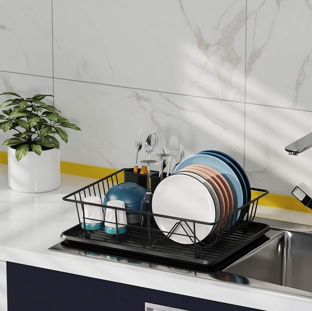 Dish Drying Rack GSlife Small Dish Rack with Tray Compact Drainer