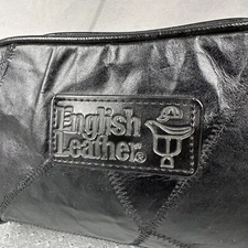 Vintage English Leather Travel Bag Toiletries Shave Black Patch Leather 9x6x4