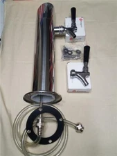 Angle Top 16" Polished Stainless Steel 1-Tap Draft Tower - Kegco Chrome Faucets