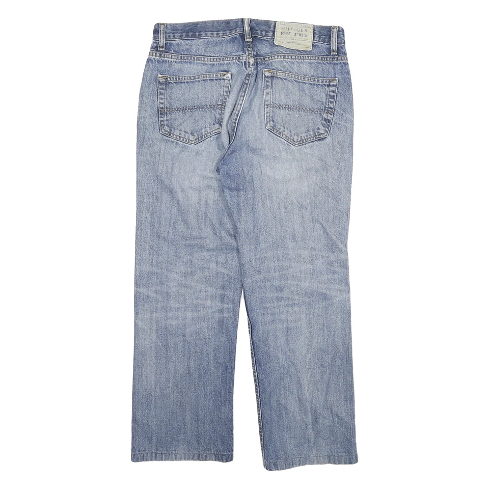 Jeans masculino Tommy Hilfiger azul regular reto jeans médio W31 L26 clássico zíper - Imagem 3 de 4