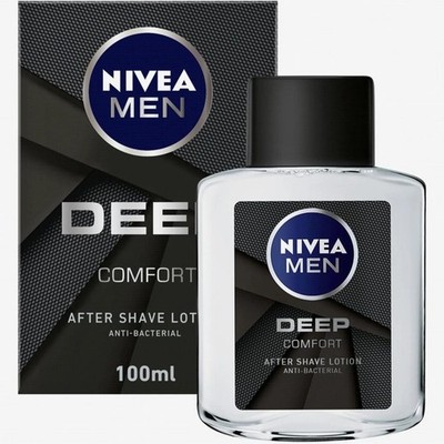 Nivea Men DEEP Comfort After Shave Lotion 100ml 3.3oz Anti-Bacterial Dark Wood