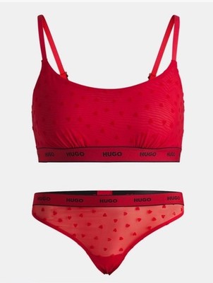 Hugo Boss Damen Gr. XS Geschenkset Tanga & BH Rot Valentinstag Brandneu UVP 59£