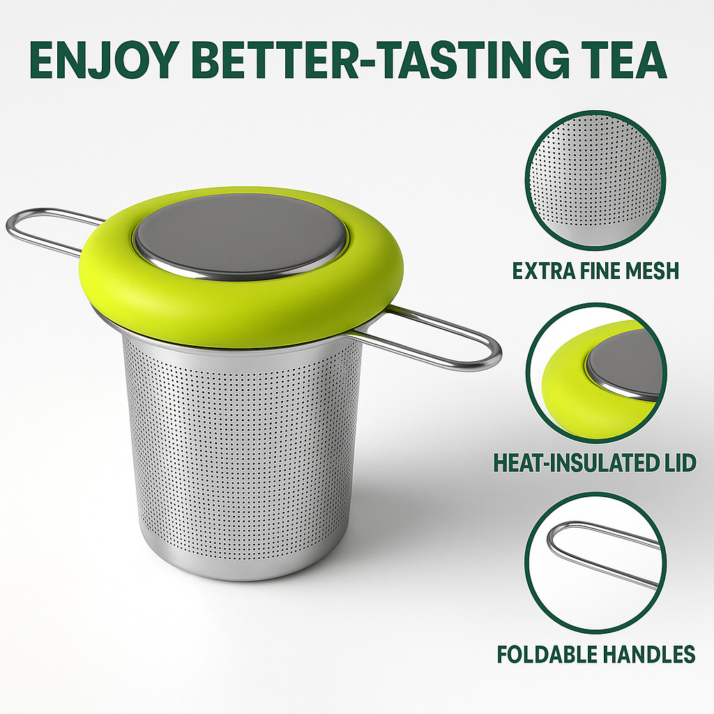 Infuser Extra Fine Mesh Strainer With Lid For Loose Leaf Tea