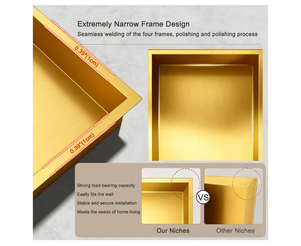 Nicho de ducha LED empotrado, acero inoxidable rectangular nichos individuales 28,4"X12,6", Foto 4 de 4