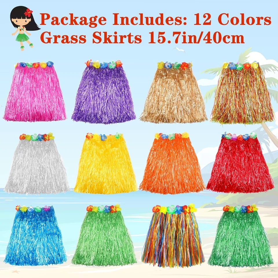 Falda de hierba hawaiana Luau Hula faldas decoraciones de fiesta favores suministros...  Foto 3 de 4