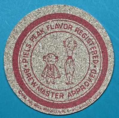 CORK BEER COASTER: 1963 PIELS - Peak Flavor Registered - Brewmaster Approved