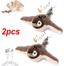 2PCS USB Interactive Flying Bird Cat Toys Electronic Pet Simulation Sparrow Toy