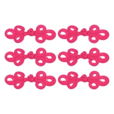 6 Pairs Chinese Knots Frog Buttons Closure Rose Red Sewing Buttons Fasteners