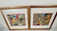 VTG Eugene Savage Lithgraph Prints Lot of 2 Island Feast & A God Appears 15"x12"