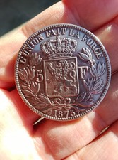 5 Francs Belge Léopold Il  1875 Argent
