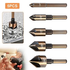 5x 1/4"Shank HSS Countersink Drill Bit 82  5-Flute Chamfer Cutter for Wood Metal