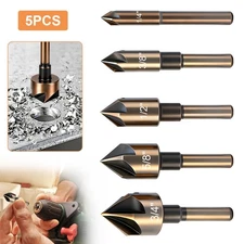 5x 1/4"Shank HSS Countersink Drill Bit 82° 5-Flute Chamfer Cutter for Wood Metal