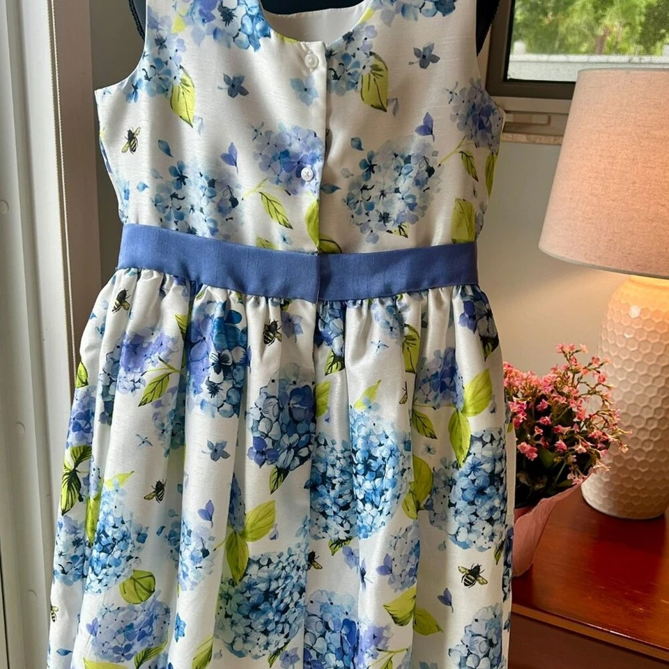 Vestido sin mangas de poliéster con estampado floral blanco periwinklee talla 12 de GYMBOREE para niñas Foto 2 de 4