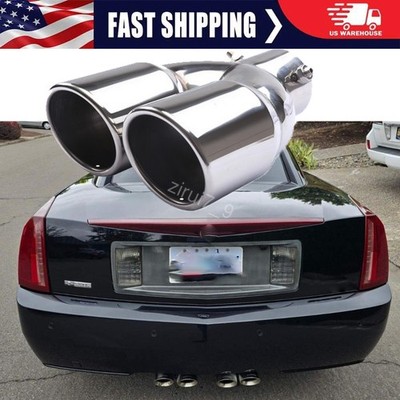 Rear Car Dual Exhaust Pipe Tail Muffler Tip Throat Tailpipe For  Cadillac XLR