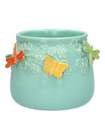Inna-Glas Pflanzentopf Kimana Aus Keramik, Blau-Orange-Gelb-GrüN, 11Cm, Ø13,5Cm