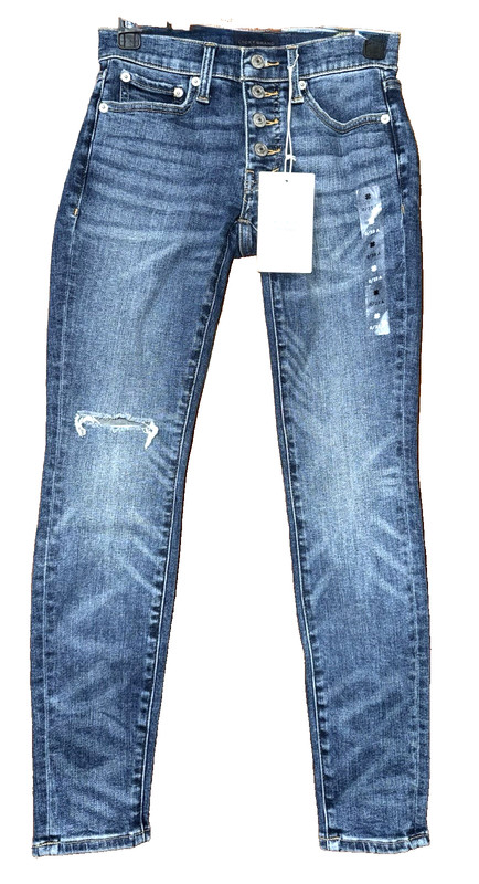 NWT LUCKY BRAND AVA MID RISE SKINNY BUTTON FRONT ANKLE LENGTH JEANS - 0/25