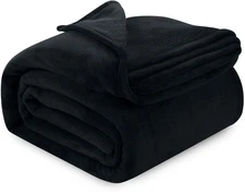 Black Fleece Blanket Queen Size Fuzzy Soft Anti-Static Microfiber Bed Blanket...