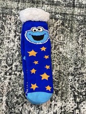 Sesame Street Elmo Cookie Monster Sherpa Lined Socks Non-Slip, Warm, Soft NWT