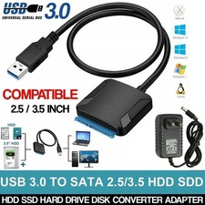 USB 3.0 to SATA Male Adapter for Hard Drive 2.5" 3.5" HDD SSD with 12V 2A Power