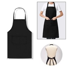 1 Pack Waterproof Chef Apron Black Catering Cooking Kitchen Butcher with Pocket