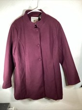 Allegra K Women s XL Burgundy Stand Collar Pea Coat NWT Winter Jacket Covered