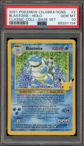 Pokemon Blastoise Celebrations Classic Coll. Base Set Holo Rare #2 PSA 10
