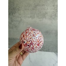 Hand Blown Glass Ornament  Confetti Pink Art Glass Ball Colorful Hanging Orb