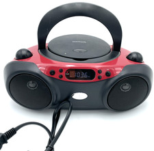 Blackweb Boombox CD Player FM Radio Stereo Speaker Bluetooth Red Black