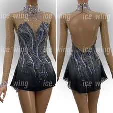 Figure Skating Dress Ice Skating Dress pink Competition Skating Wear gray dyeing