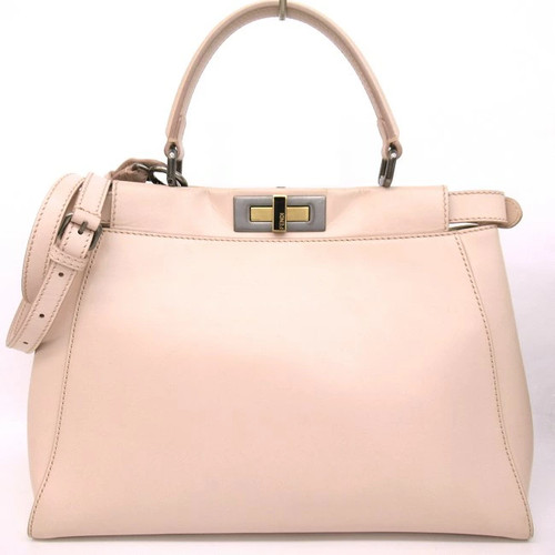 FENDI Peekaboo 8BN226 Shoulder Bag Handbag 2WAY Leather Pink