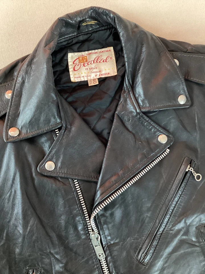 Vintage Excelled Leather Biker Jacket Motorcycle Jacket Made in USA Size 40 - Image 2 of 4