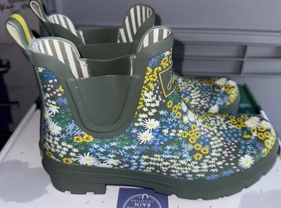Joules Women Wellibob Ankle Wellies Green Floral Ditsy Print