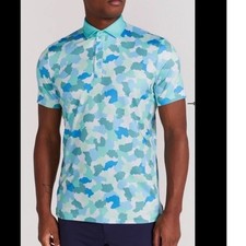 NEW Redvanly Dawson Camo Print Short Slv Polo Golf Performance Pool Aqua Men M