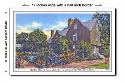 Massachusetts 1940s - Garden view of House of the Seven Gables, - 11x17 Poster
