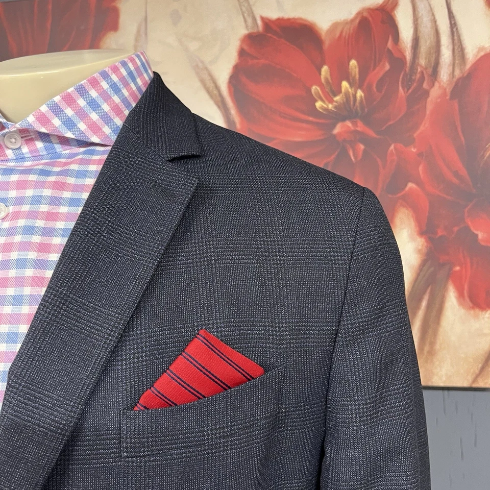 Blazer Banana Republic 👉Tamanho Real 44 Longo👈 Slim Fit Não Estruturado Lã Marinha - Imagem 4 de 4