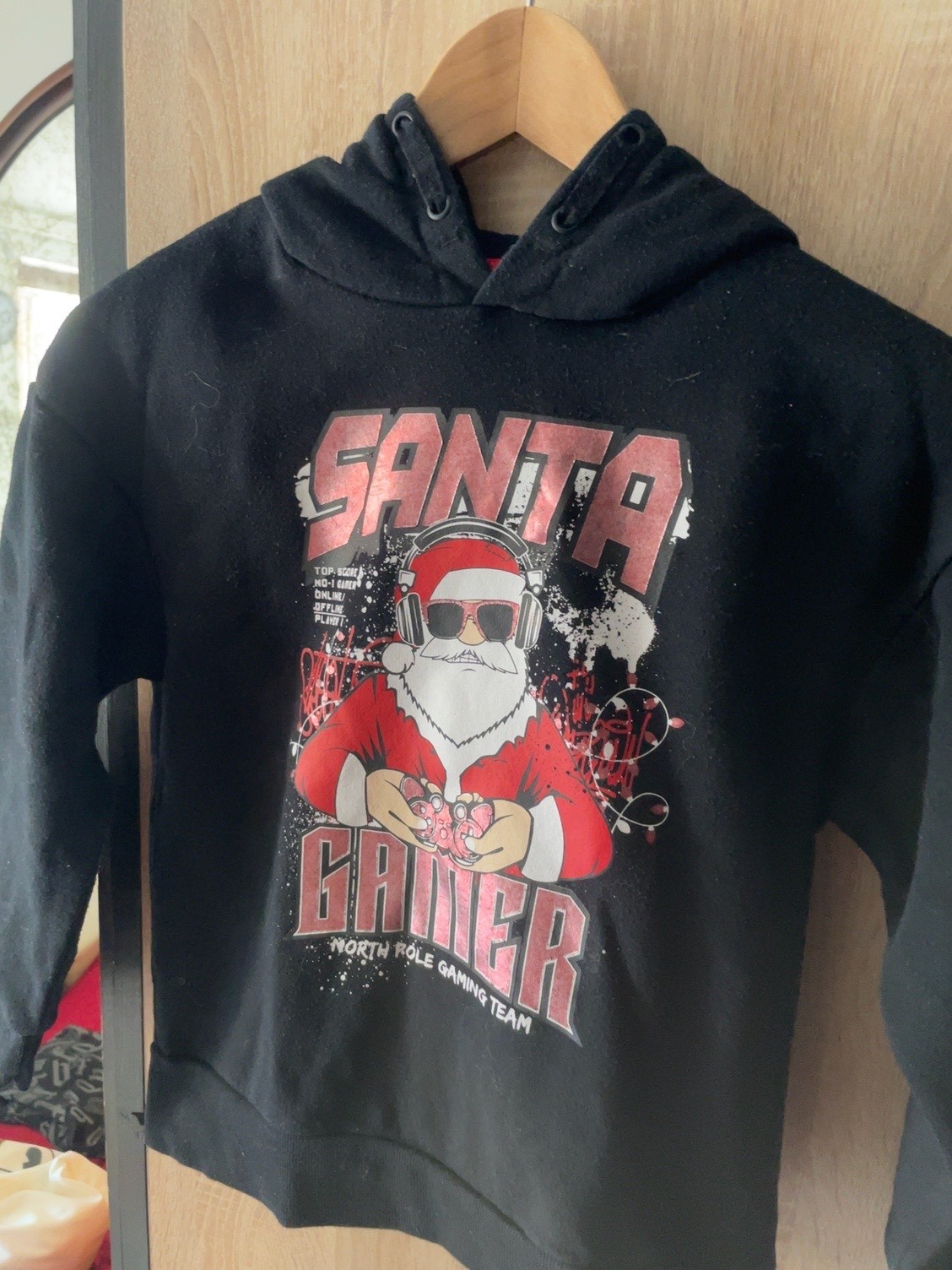Felpa Primark Bambino 8-9 Anni 134cm Santa Gamer Natale Gaming Cappuccio Usato