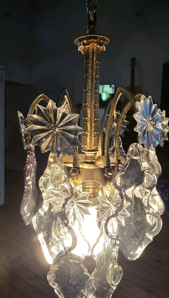 Lustre Pampilles Ancien XIXe Style Église - Photo 4/4